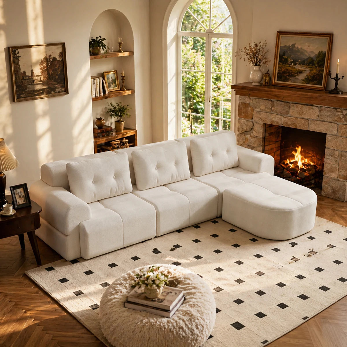 112.2" Convertible Modular Sectional Sofa, L-Shaped Couch with Chaise Lounge, Multifunctional Living Room Furniture