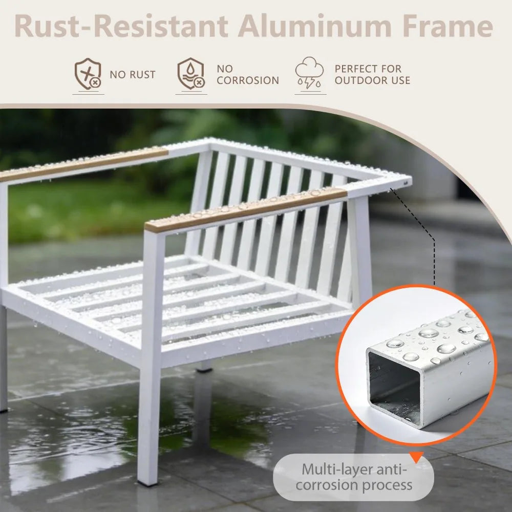 Aluminum Patio Sectional Furniture Set,4 piece Patio Conversation Sets Outdoor Patio Furniture Set Sofa with Coffee, Customized