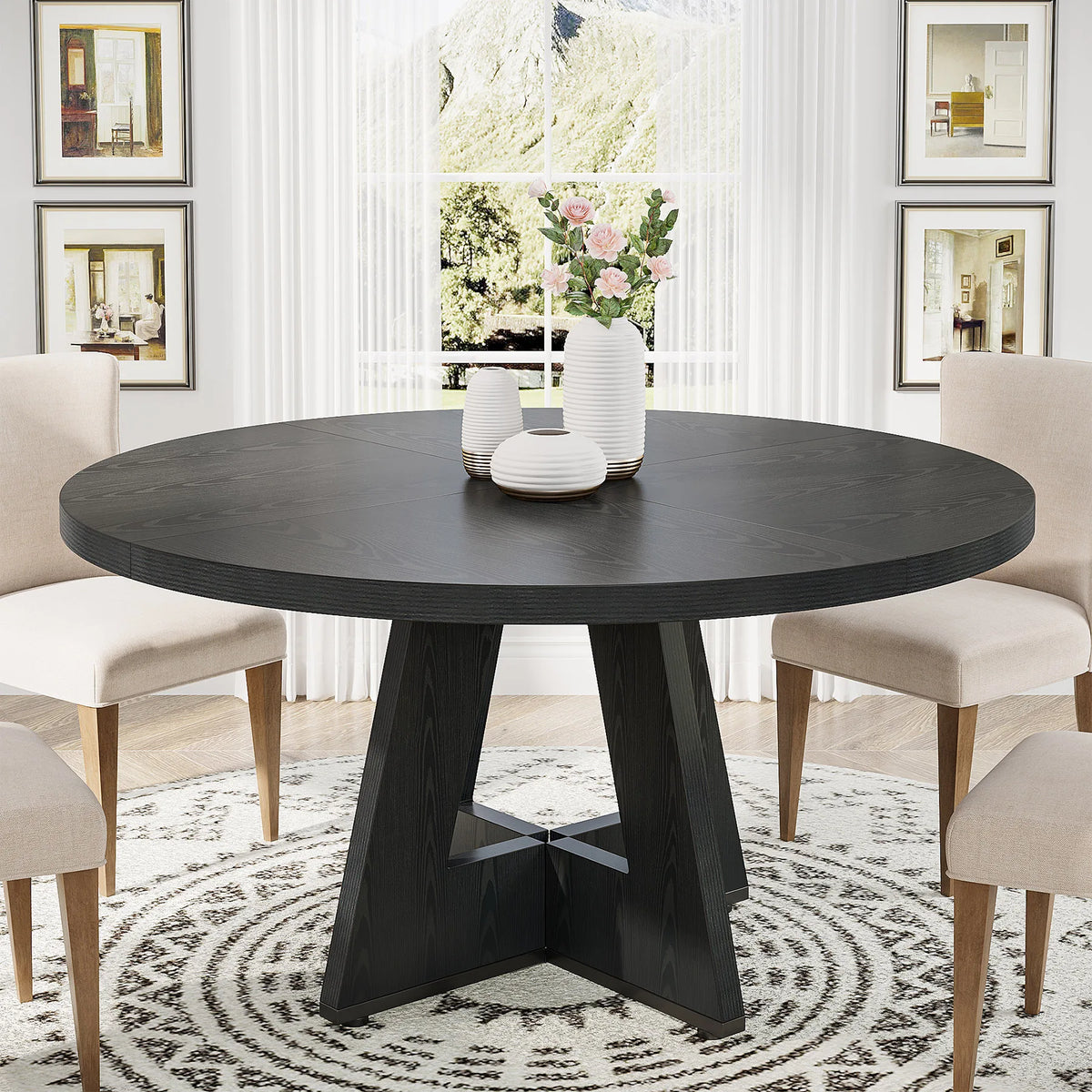 Tribesigns Modern Round Farmhouse Dining Table for Home
