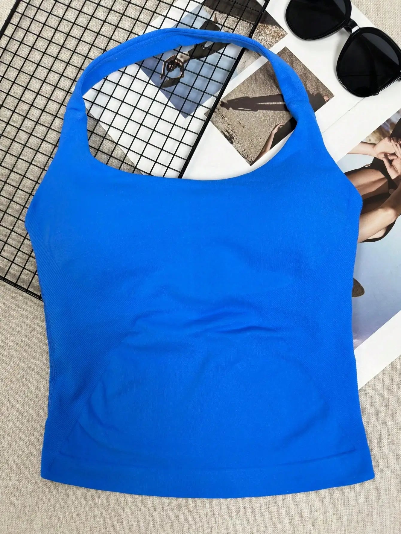 Seamless Long Camisole Sports Tank Top, Women, Built-In Removable Padded Bra, Yoga Workout Vest