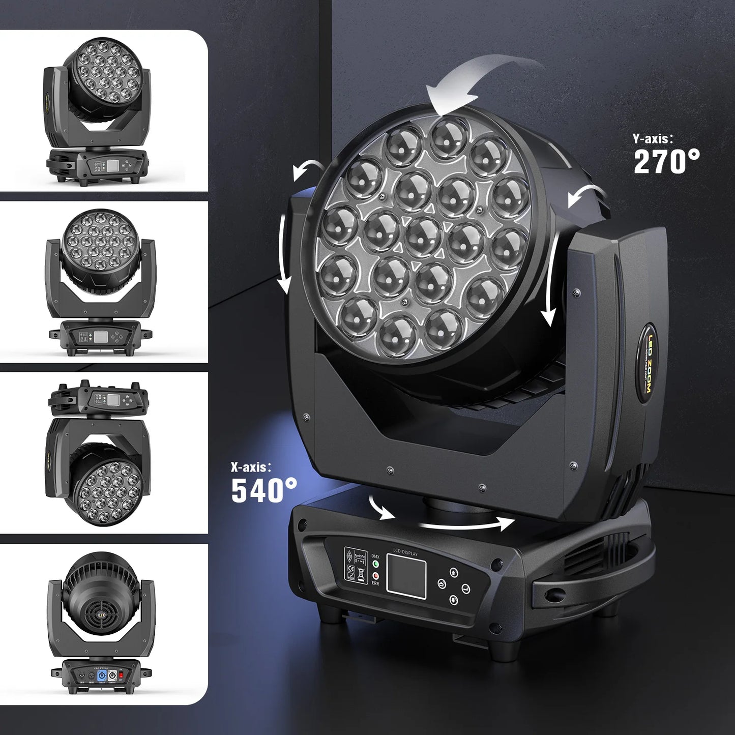Rudderstar 4 Head RGBW Moving Head Stage Lights With Zoom Wash Effects