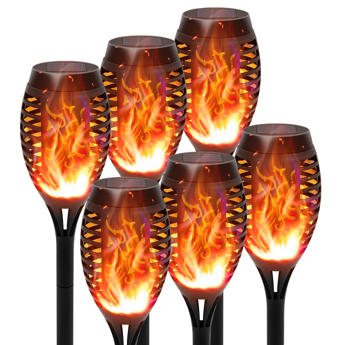 Solar Torch Lights Outdoor Flickering Flame Waterproof Garden Path