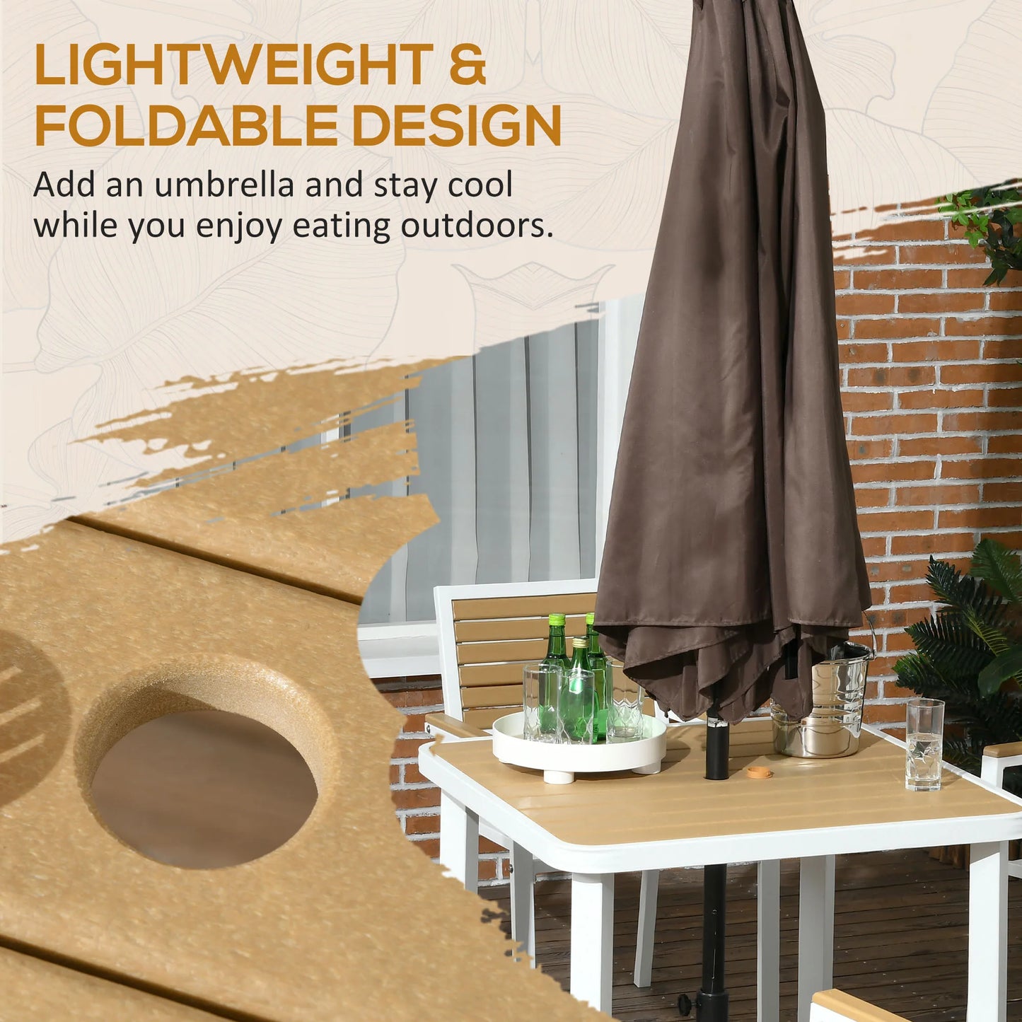 5-Piece Outdoor Aluminum Patio Dining Set With Umbrella Hole