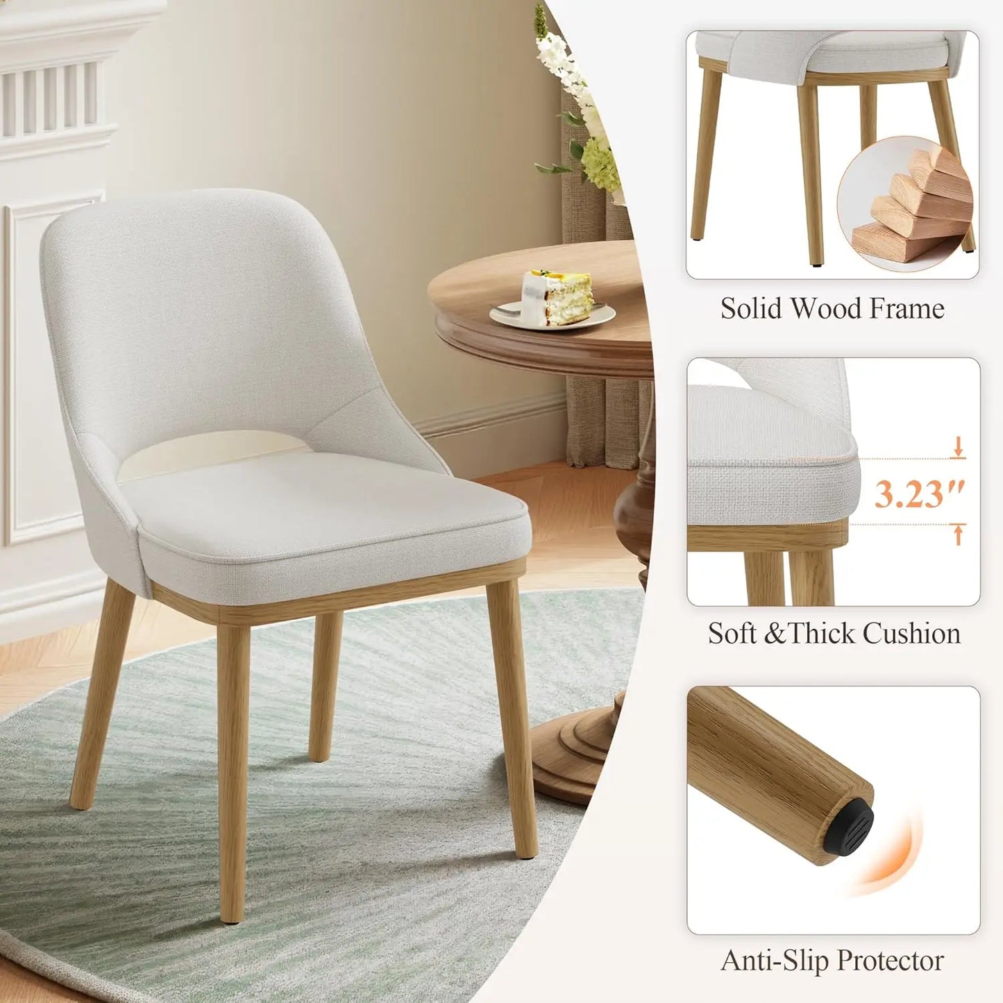 Modern Upholstered Dining Chairs Set of 4 With Open Back