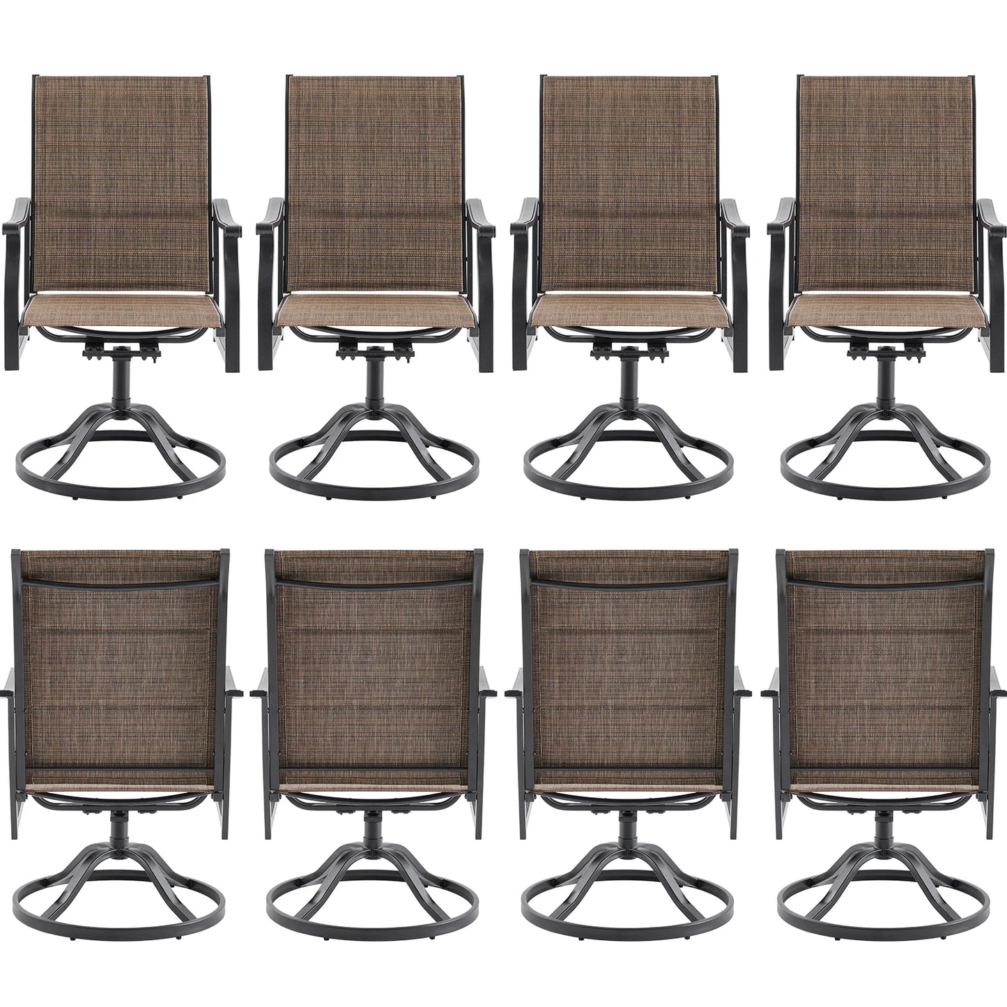 Farini 360° Swivel Outdoor Dining Chairs Set of 2, Patio Metal Paded Armchair with Textilene Fabric, All-Weather Resistant
