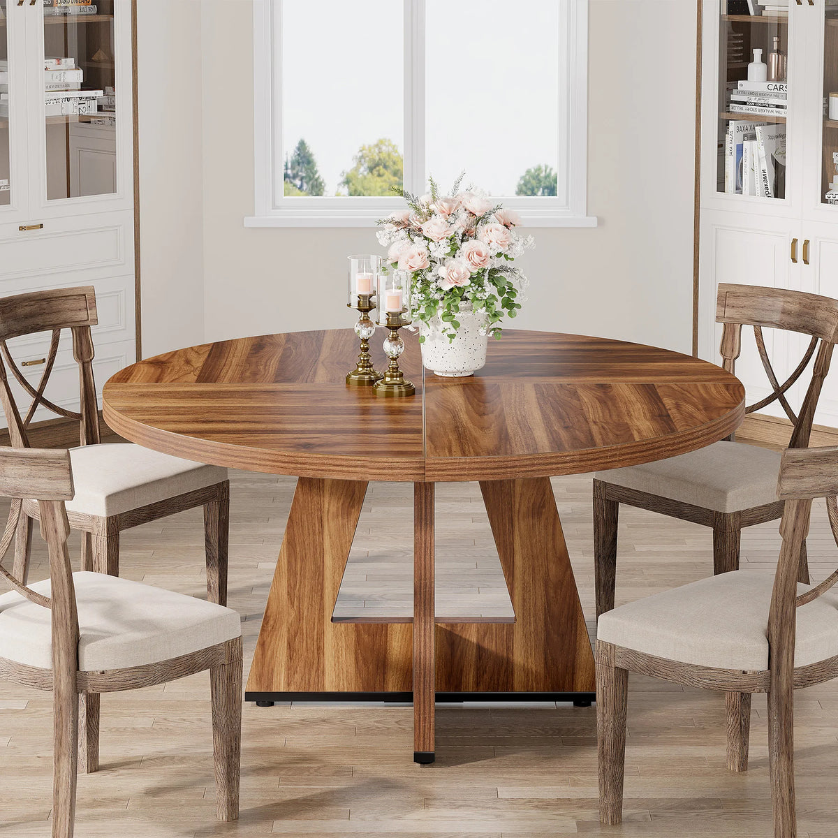 Tribesigns Modern Round Farmhouse Dining Table for Home