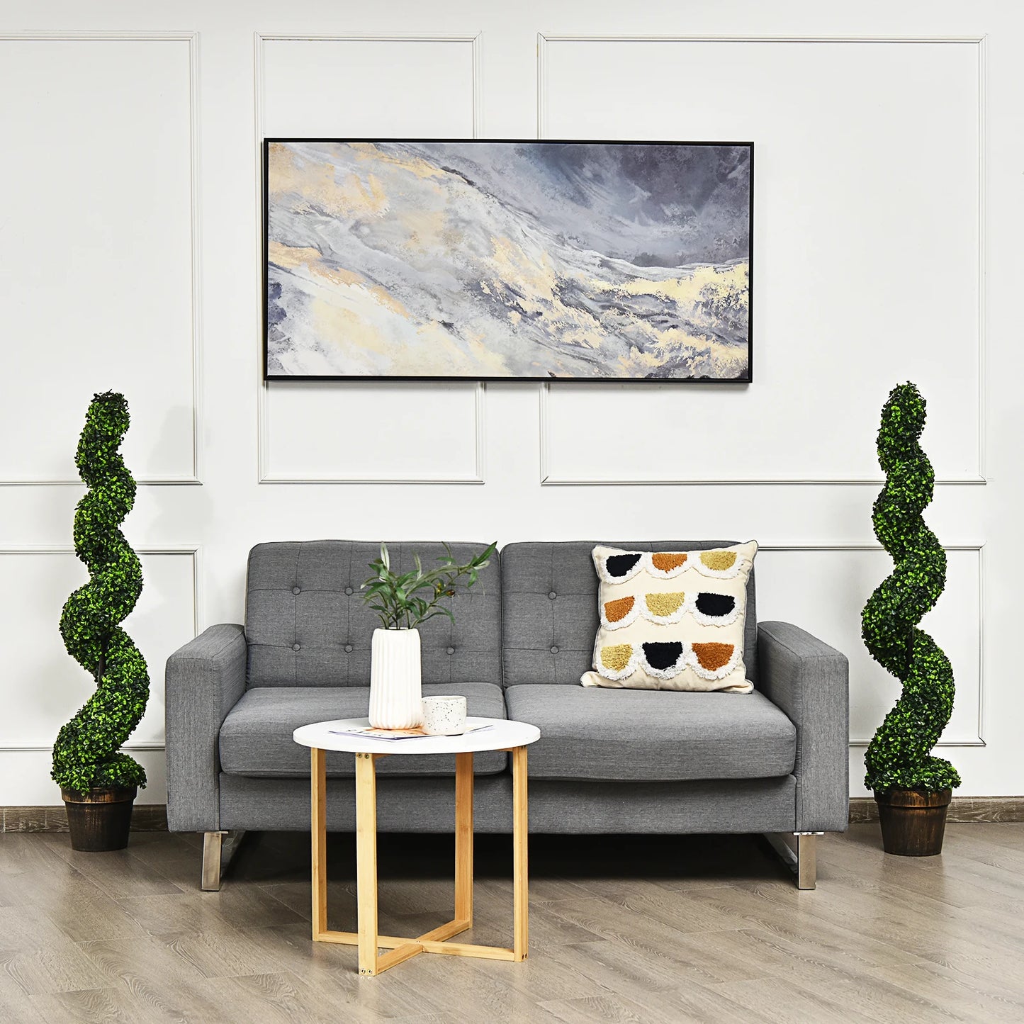LIFEZEAL 2 Pack Artificial Spiral Boxwood Topiary Tree
