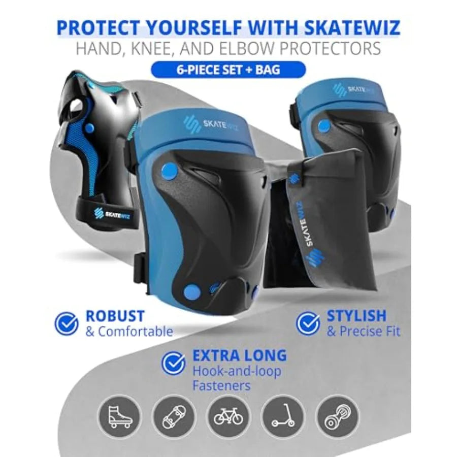 Knee And Elbow Pad Set For Skateboard And Roller Skating