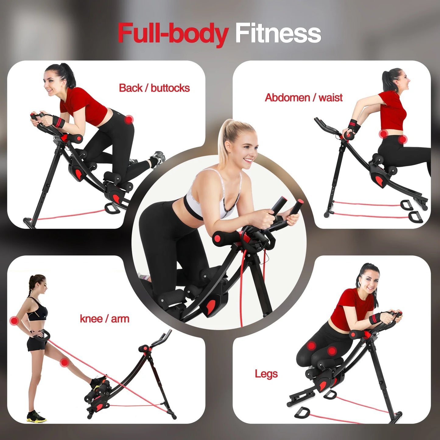 Foldable Core Abdominal Trainer With LCD Display And Resistance Bands