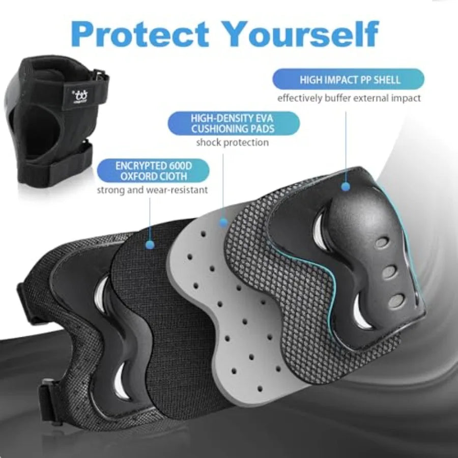 Universal Knee Elbow Wrist Guards Protective Gear Set For Skating