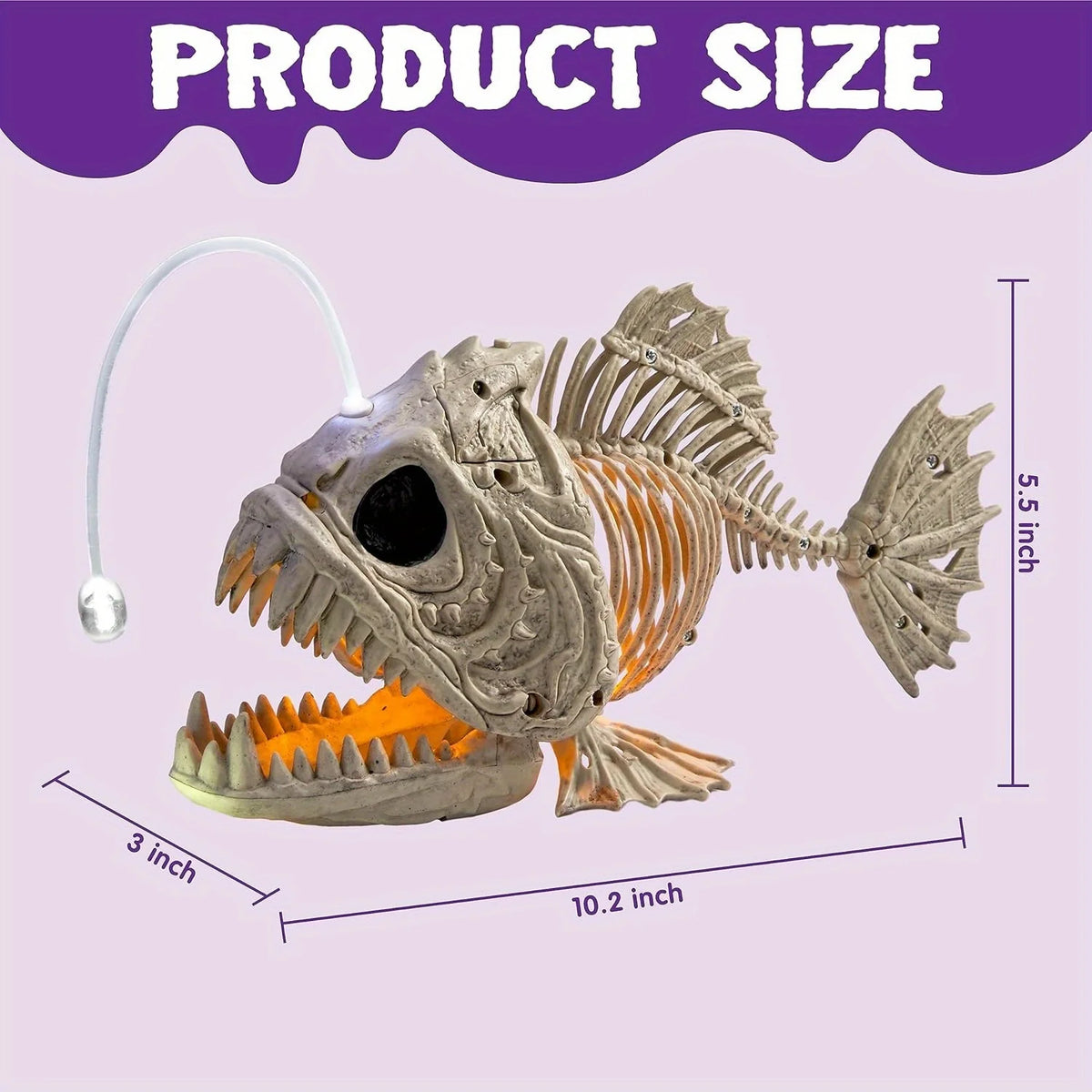 Halloween Skeleton Fish Lantern With LED Eyes And Spooky Decor