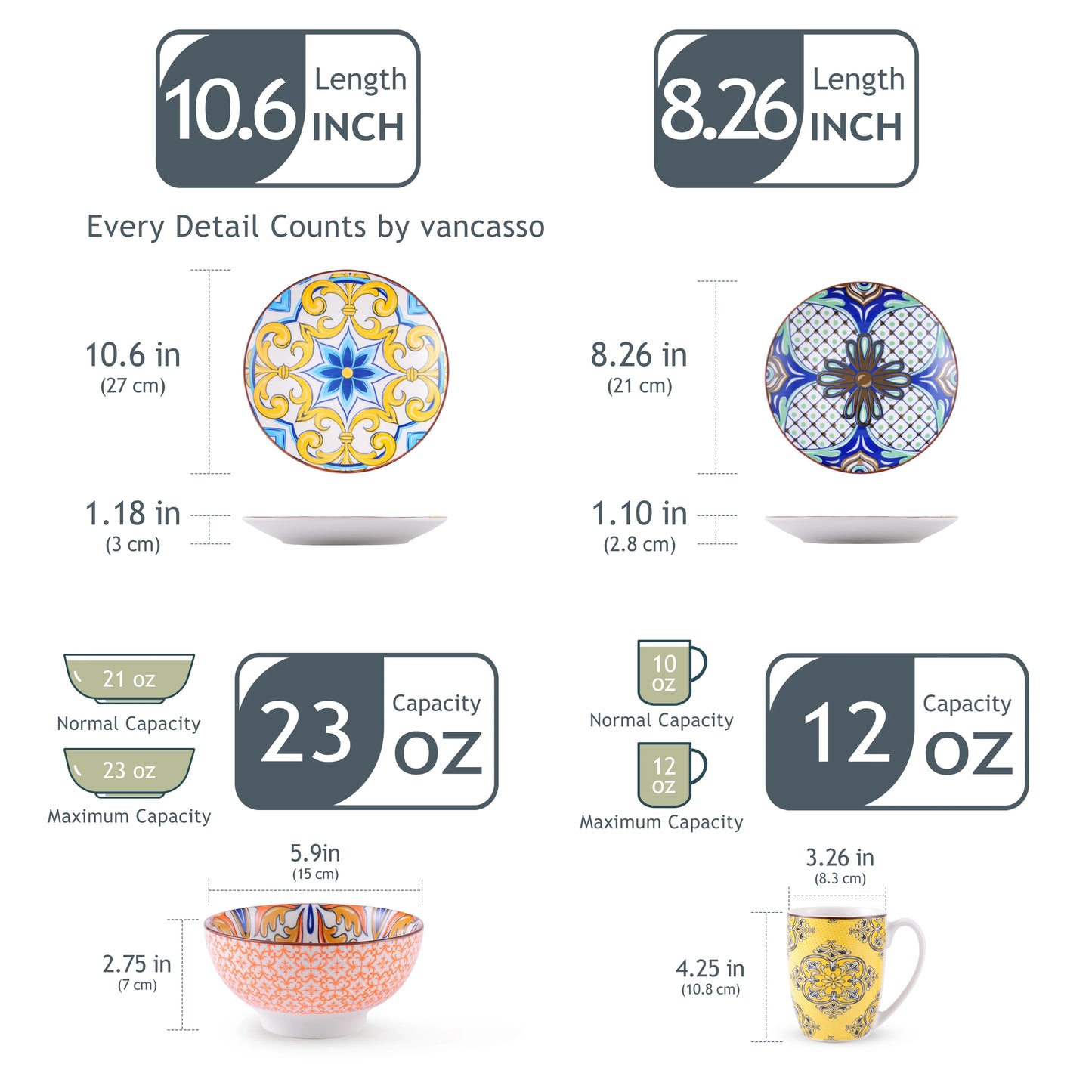 MALACASA Jasmin Pattern Porcelain Dinnerware Set Collection