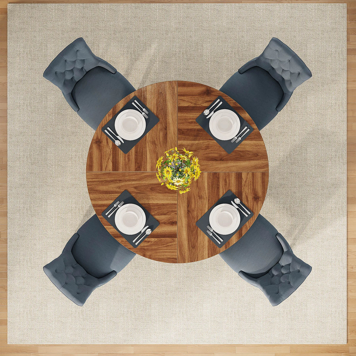 Tribesigns Modern Round Farmhouse Dining Table for Home