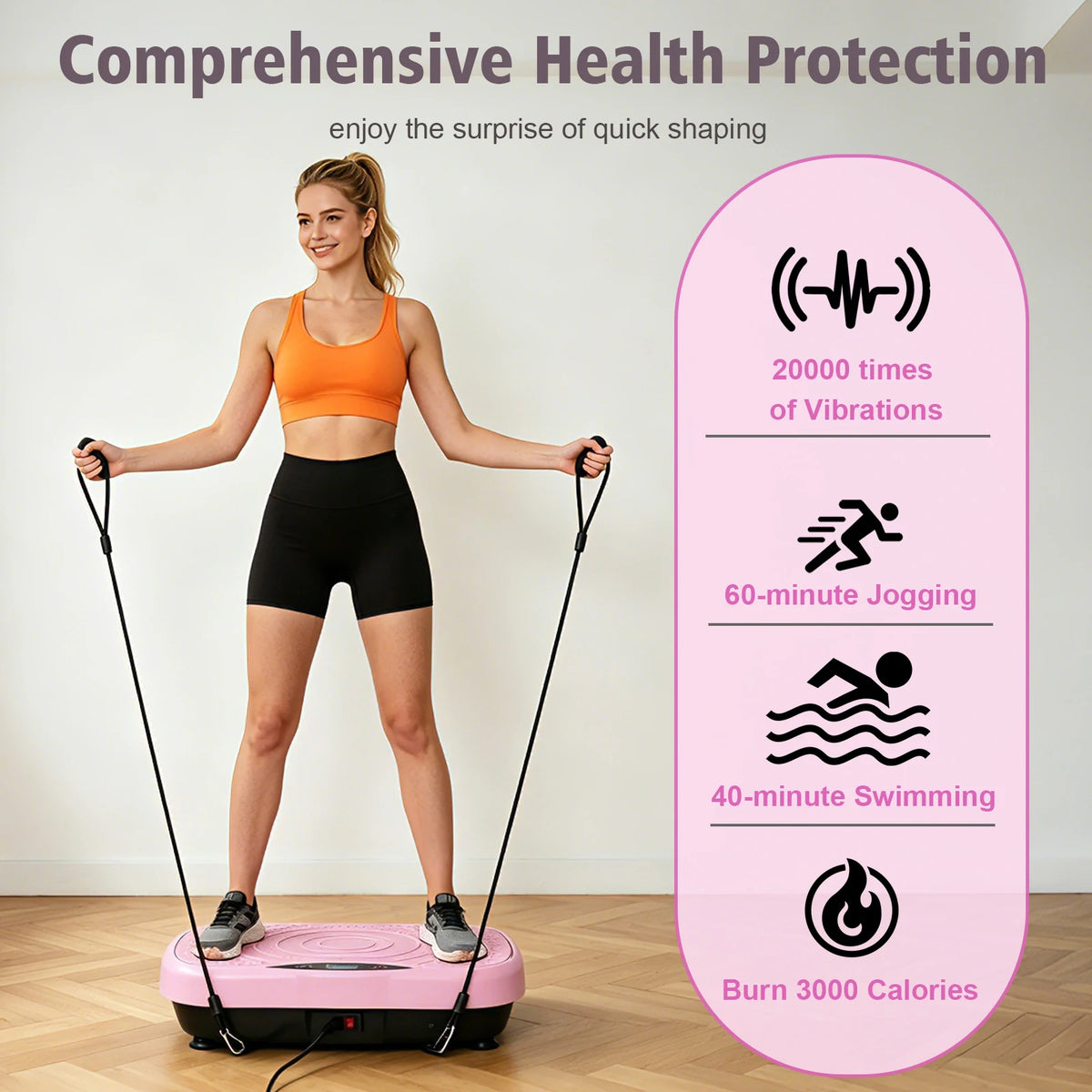 Portable Vibration Plate With Resistance Bands For Full Body Fitness