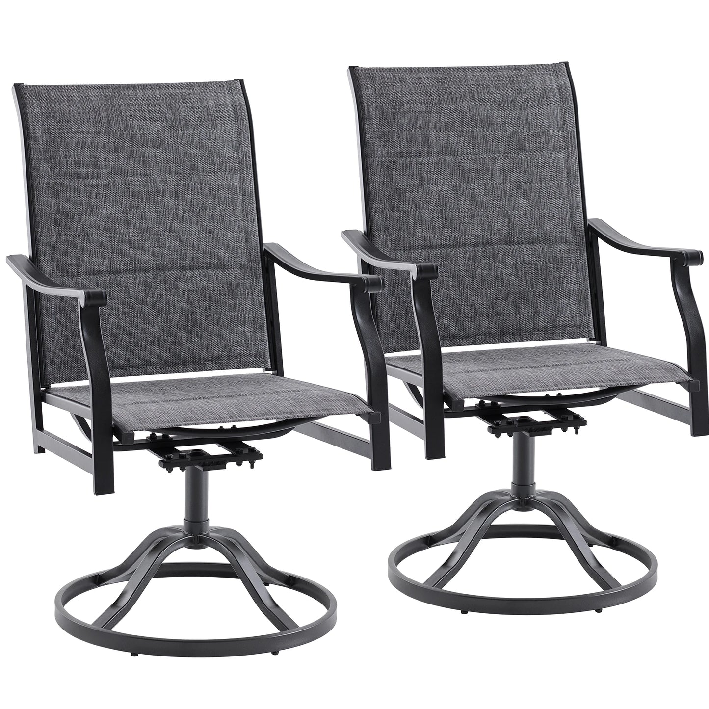 Farini 360° Swivel Outdoor Dining Chairs Set of 2, Patio Metal Paded Armchair with Textilene Fabric, All-Weather Resistant