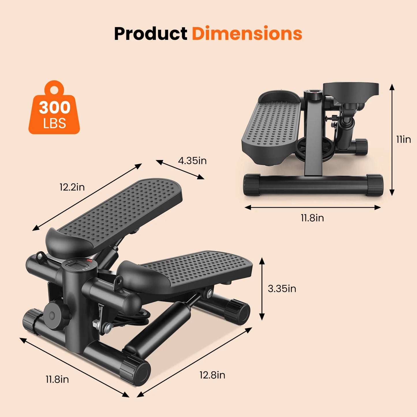 Mini Stepper With Resistance Bands Cardio Machine Home