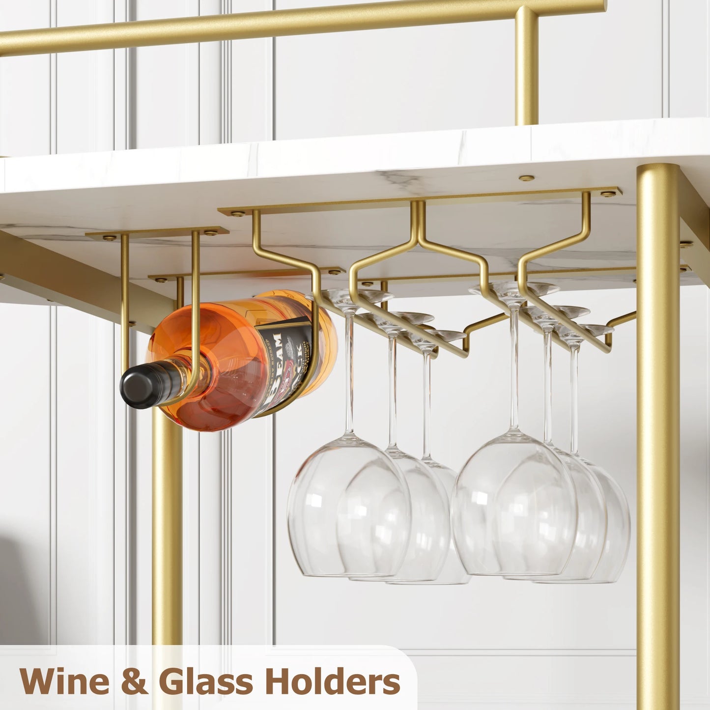 HiMISS 3 Tier Drinks Trolley Bar Cart Wheels Wine Rack