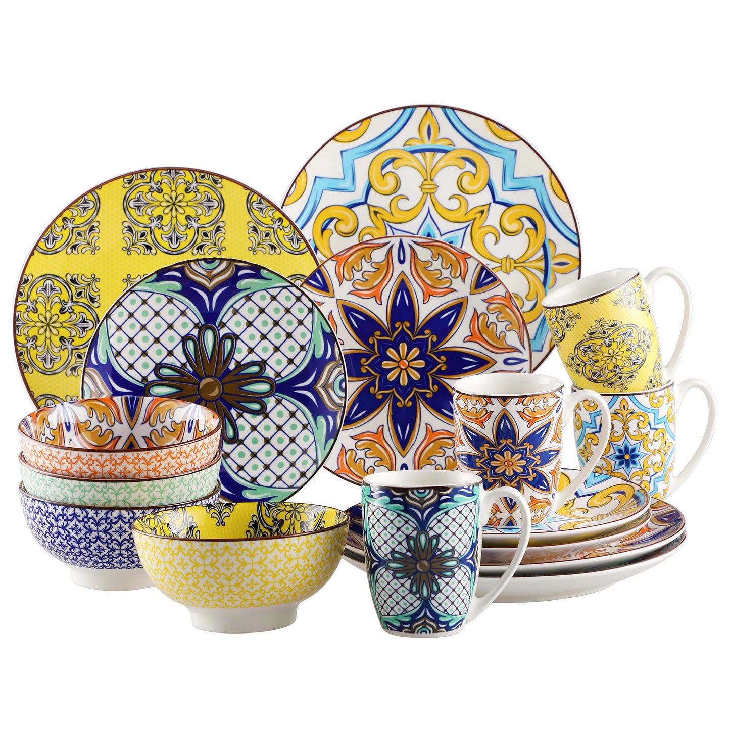 MALACASA Jasmin Pattern Porcelain Dinnerware Set Collection