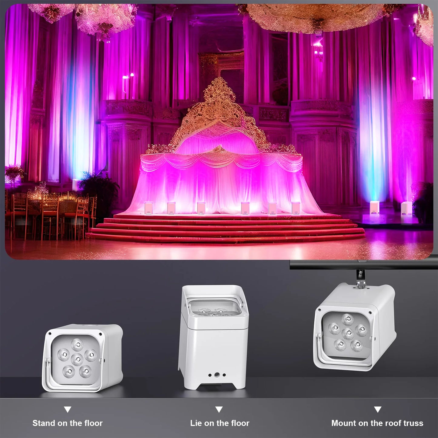 U'King RGBWA+UV LED Par Light 6x18W DMX Battery Wireless