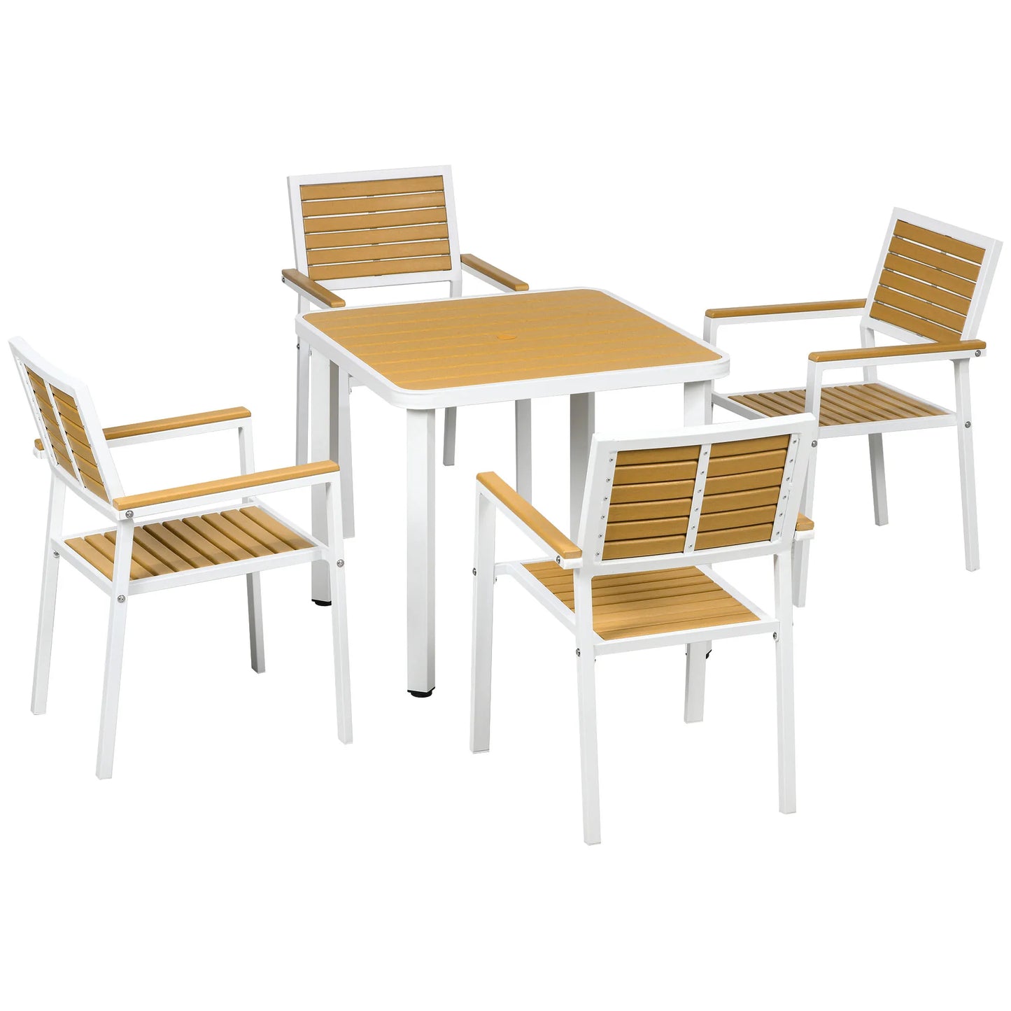 5-Piece Outdoor Aluminum Patio Dining Set With Umbrella Hole