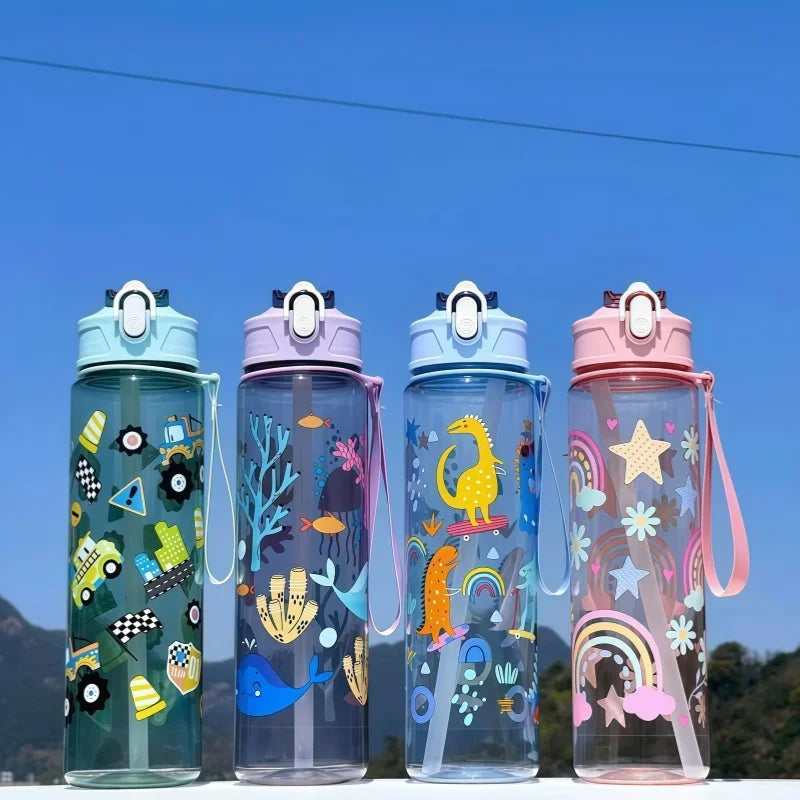 Dinosaur Kids Water Bottle Leakproof Sippy Cup With Silicone Straw