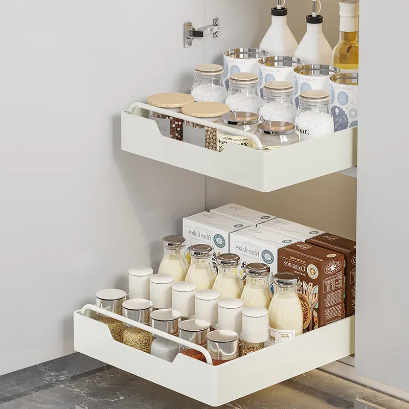 CL Metal Cabinet Storage Rack Self-Adhesive Nano-Film No-Drill Heavy-Duty Sliding Drawer Basket for Kitchen Bathroom Bedroom
