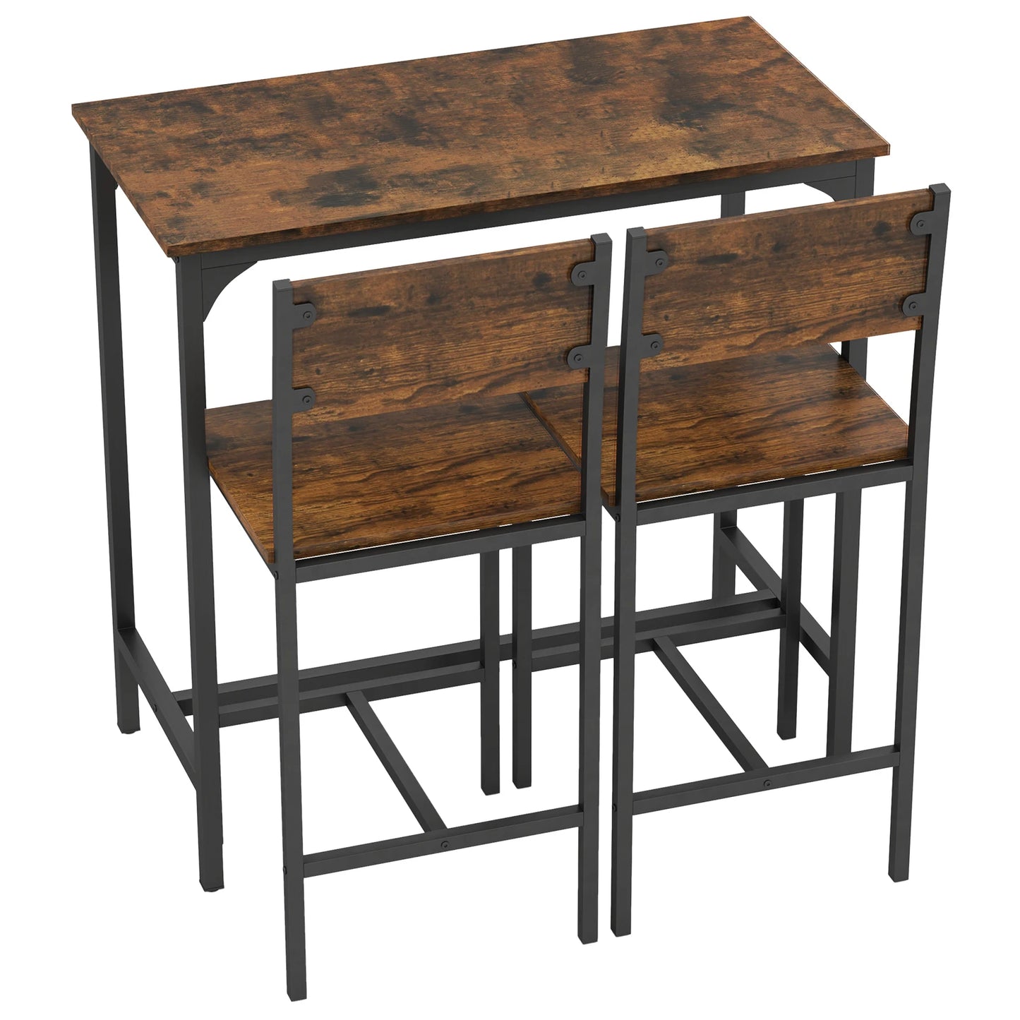 3 Piece Bar Table & Chair Set Kitchen Table w/ 2 Bar Stools for Small Space