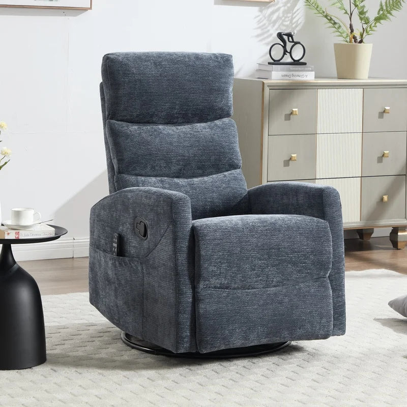 Fabric Recliner Chair With Rocker And Swivel For Living Room