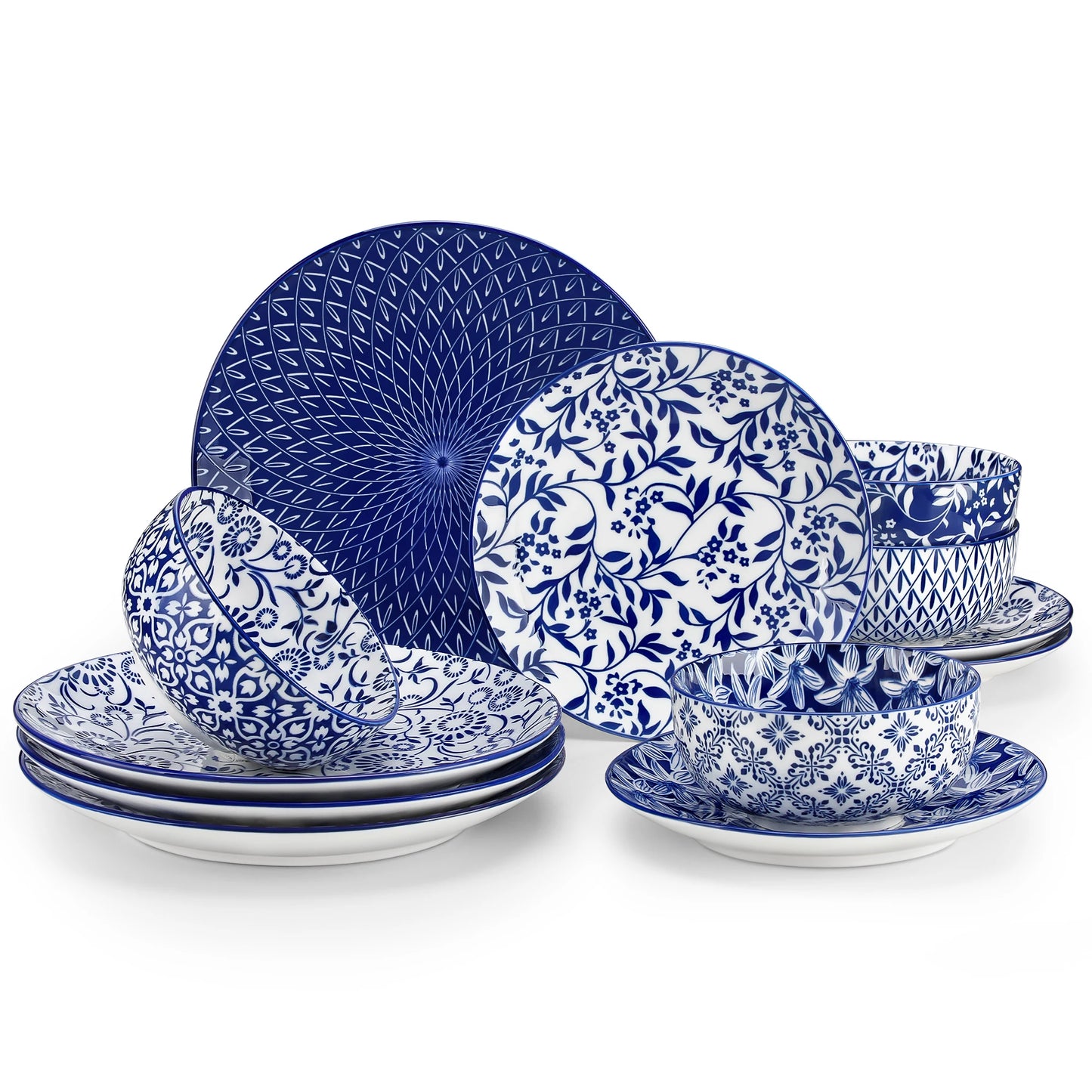 MALACASA Porcelain Dinnerware Set Dinner Plates Dessert Plates Bowls