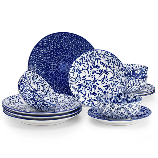 MALACASA Ceramic Plate Set Tableware Dinnerware Porcelain