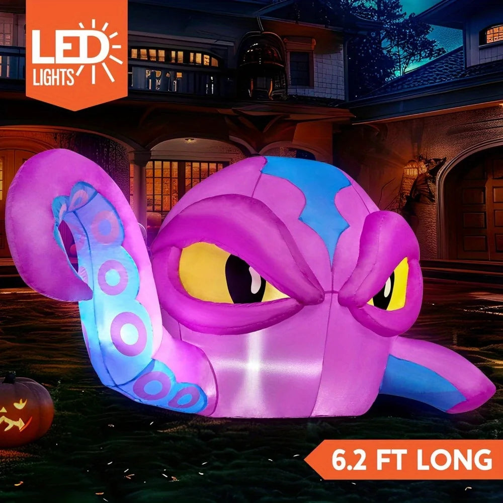 Halloween Inflatable Octopus Window Decoration With LED Lights