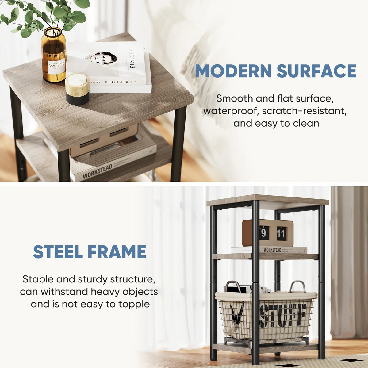 MCQ 3 Tier Living Room Coffee Table With Storage Shelf