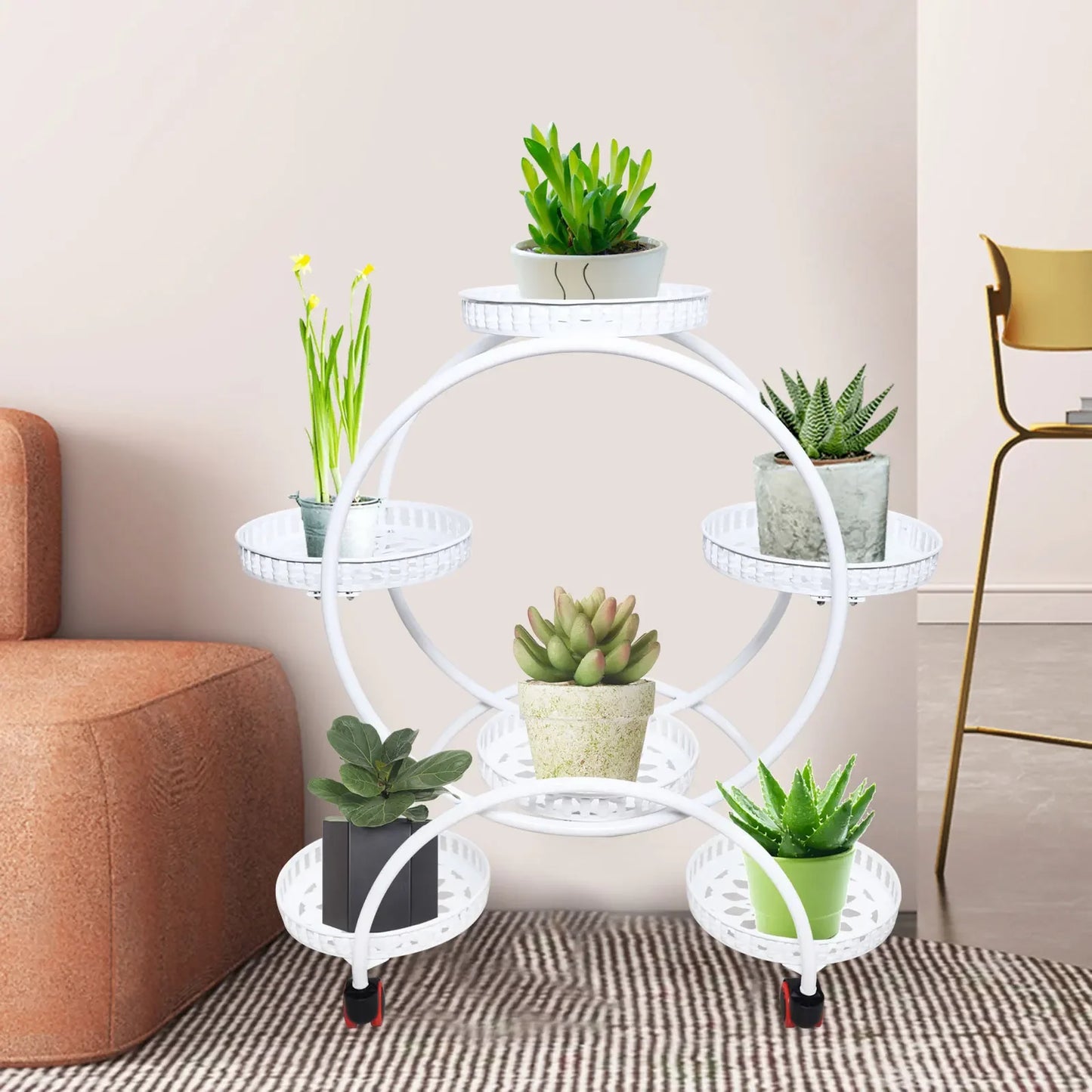 Metal Plant Stand Six Pot Rack For Patio Garden And Living Room