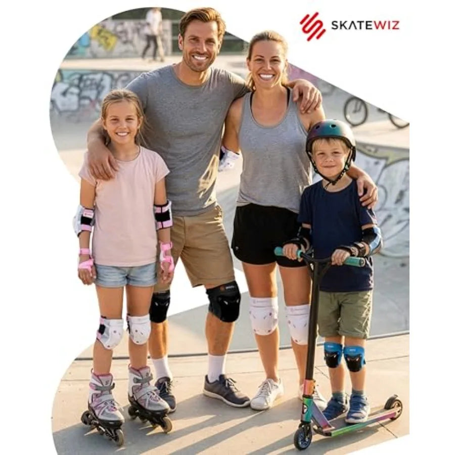 Knee And Elbow Pad Set For Skateboard And Roller Skating