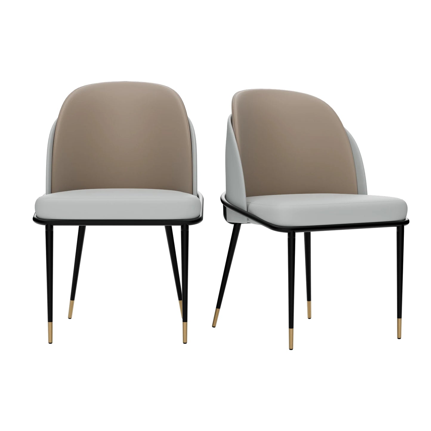Set Of 2 Dining Chairs Luxurious Upholstered Dining Room Kitchen Chairs Microfiber Silicone Leather 2 Colors for Home Restaurant