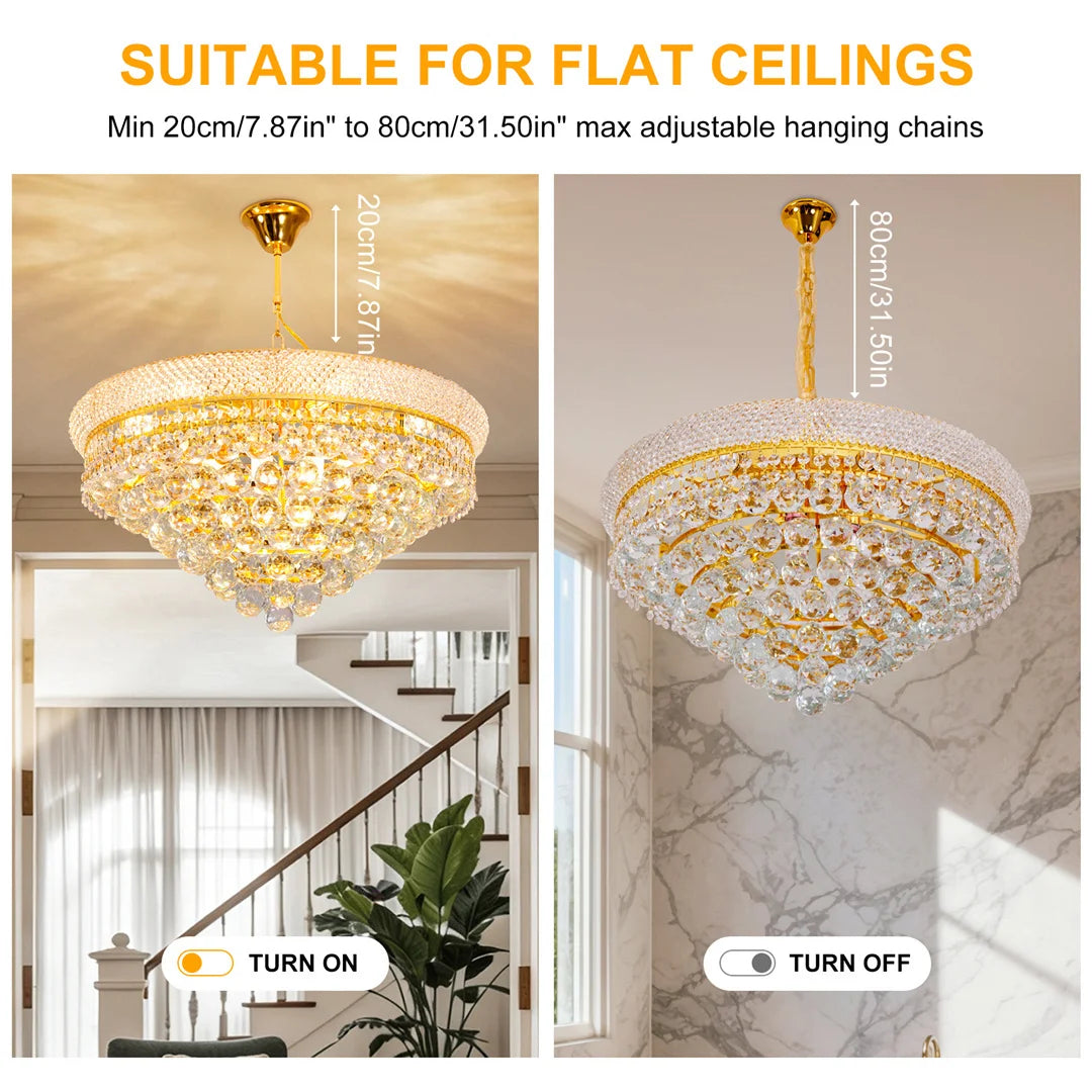 Vrygle Crystal Chandelier Pendant Light for Dining and Living Rooms