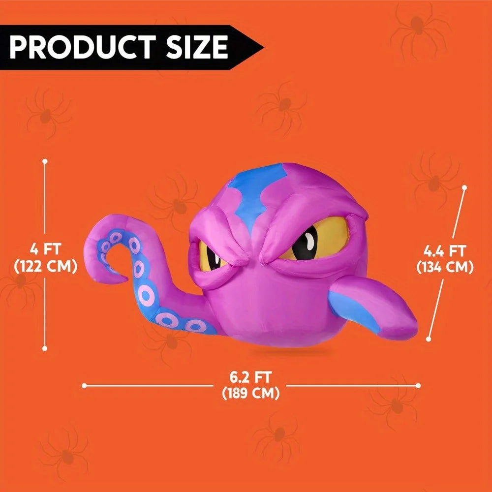 Halloween Inflatable Octopus Window Decoration With LED Lights