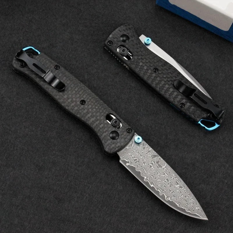 DIY Supplies Bugout 535 Damascus Folding Knife Carbon Fiber Handle
