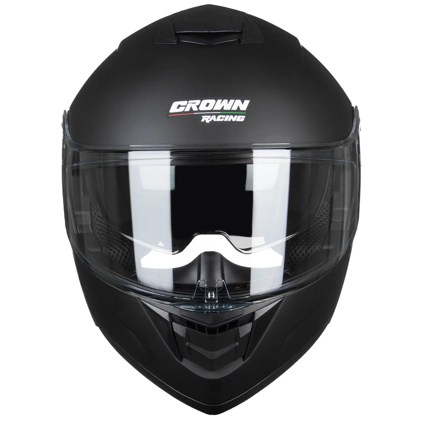 Crown Racing Modular Motorcycle Helmet, DOT Certified Flip-Up Full Face Helmet with Dual Visor and Extra Clear Shield, Adult Sizes M-XL, Matte Black