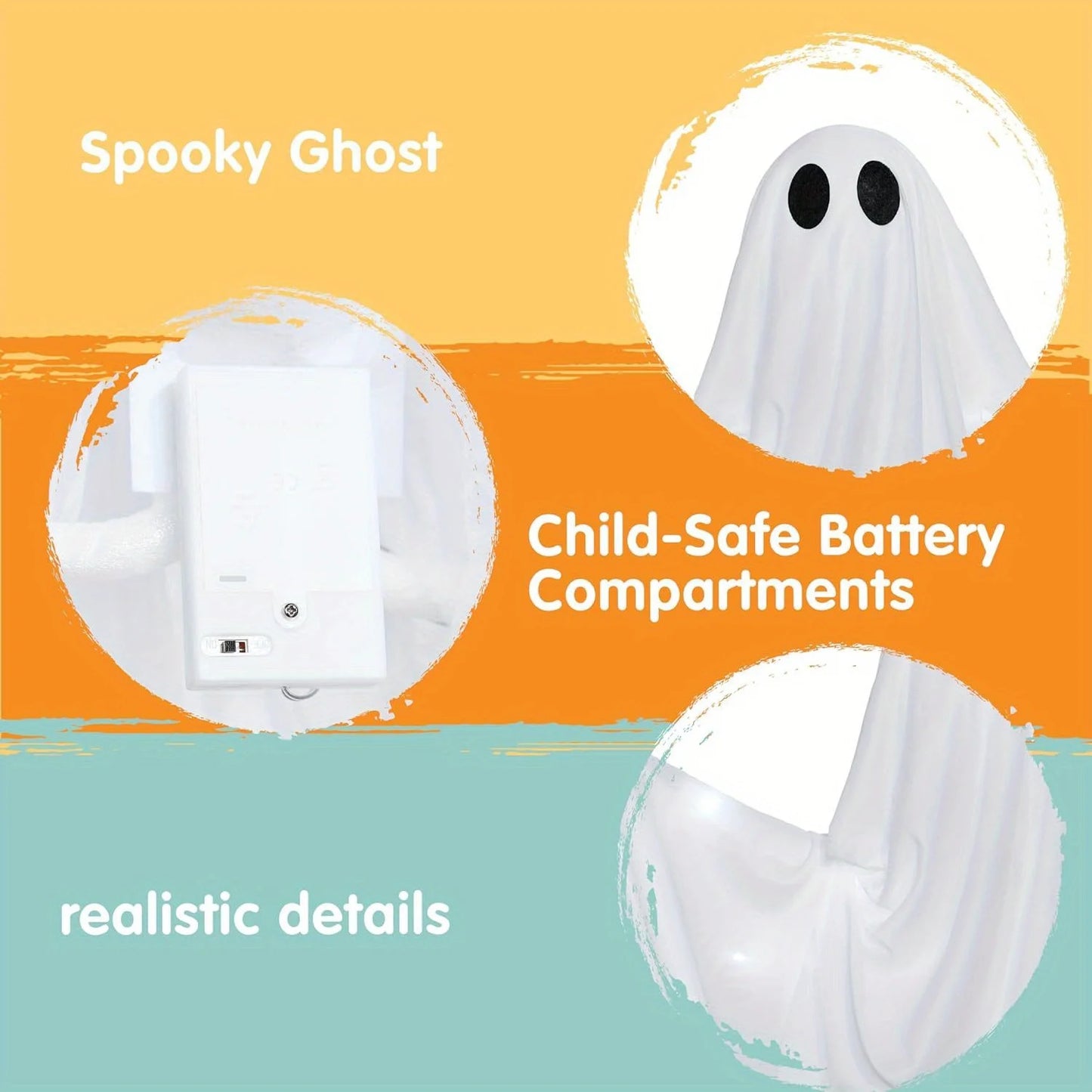 Halloween Hanging Light up Ghost with Spooky White LED Light, 47” Halloween Hanging Ghost Decoration for Front Yard Patio Lawn Garden Party Decor Indoor Outdoor