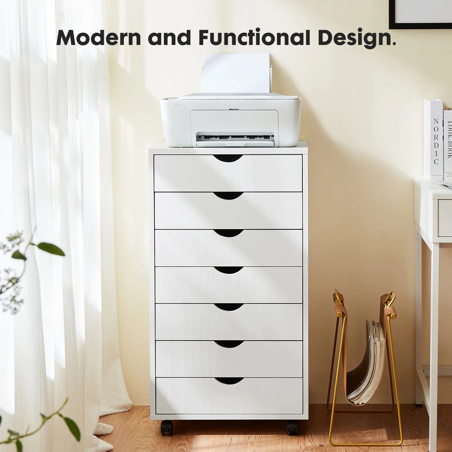 JHK 7 Drawer Chest Dressers With Wheels Nightstand Storage Cabinet