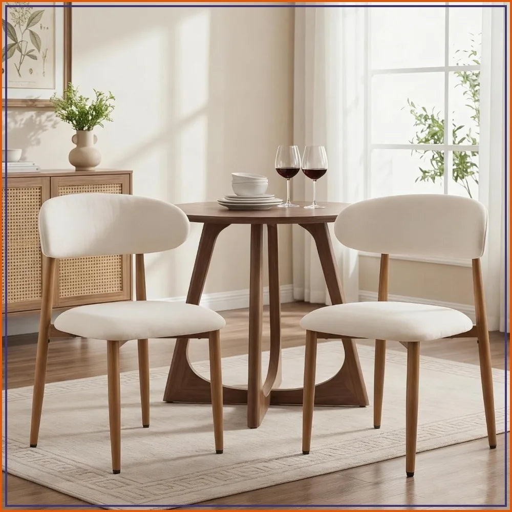 Modern Fabric Dining Chairs With Metal Frame Upholstered Seats