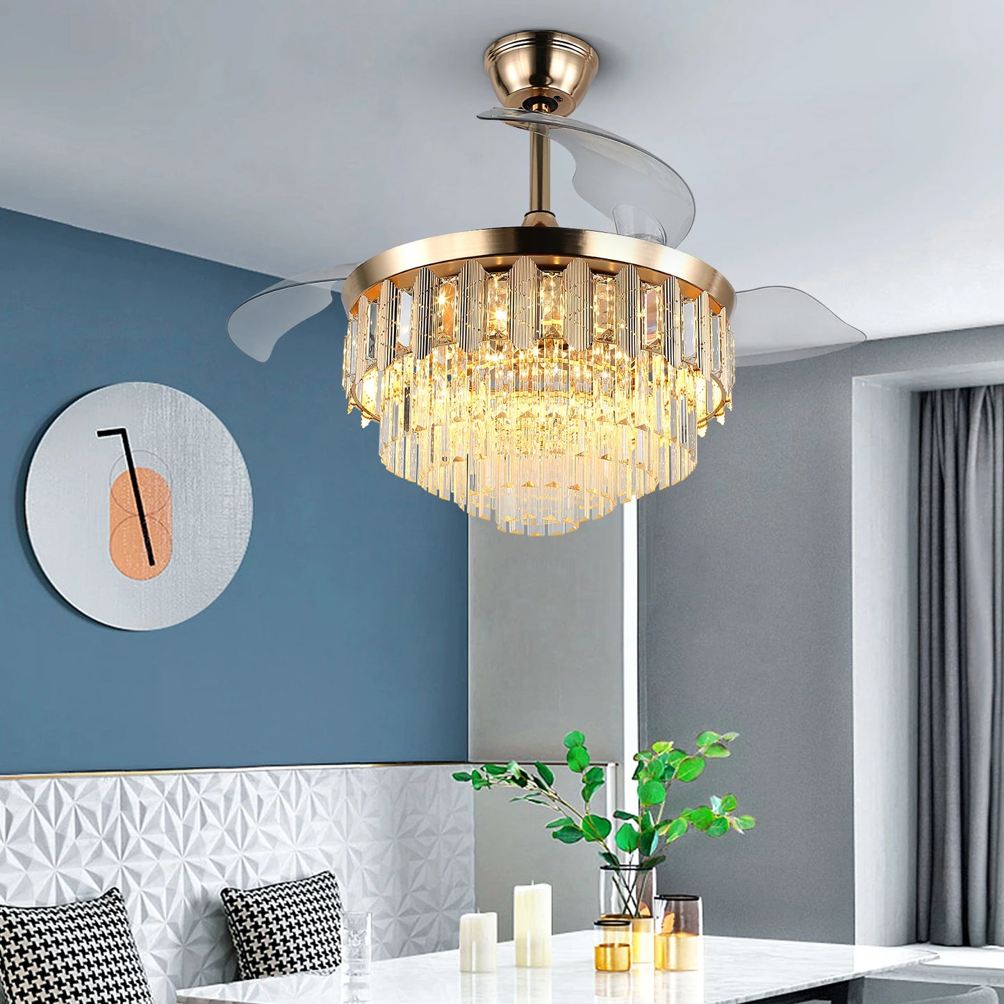 GreeLustr Modern Ceiling Fan With Led Light  Smart APP Remote Contro Reversible BLDC Intelligent Fandelier Lamp Indoor Fixture