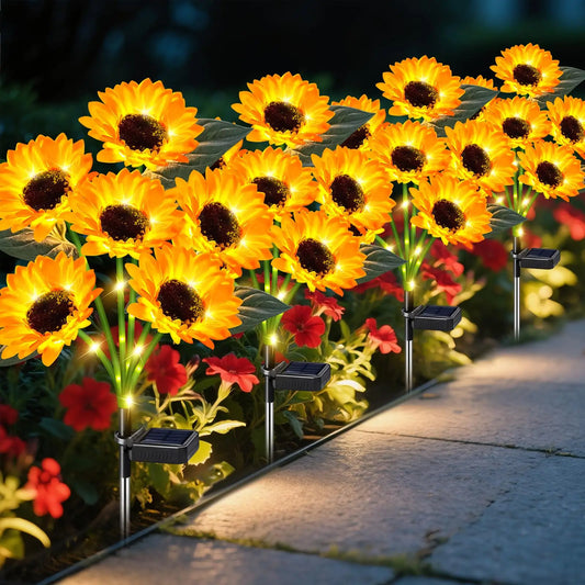 KPSTEK Solar Sunflower Lights Waterproof Outdoor LED Garden Decor