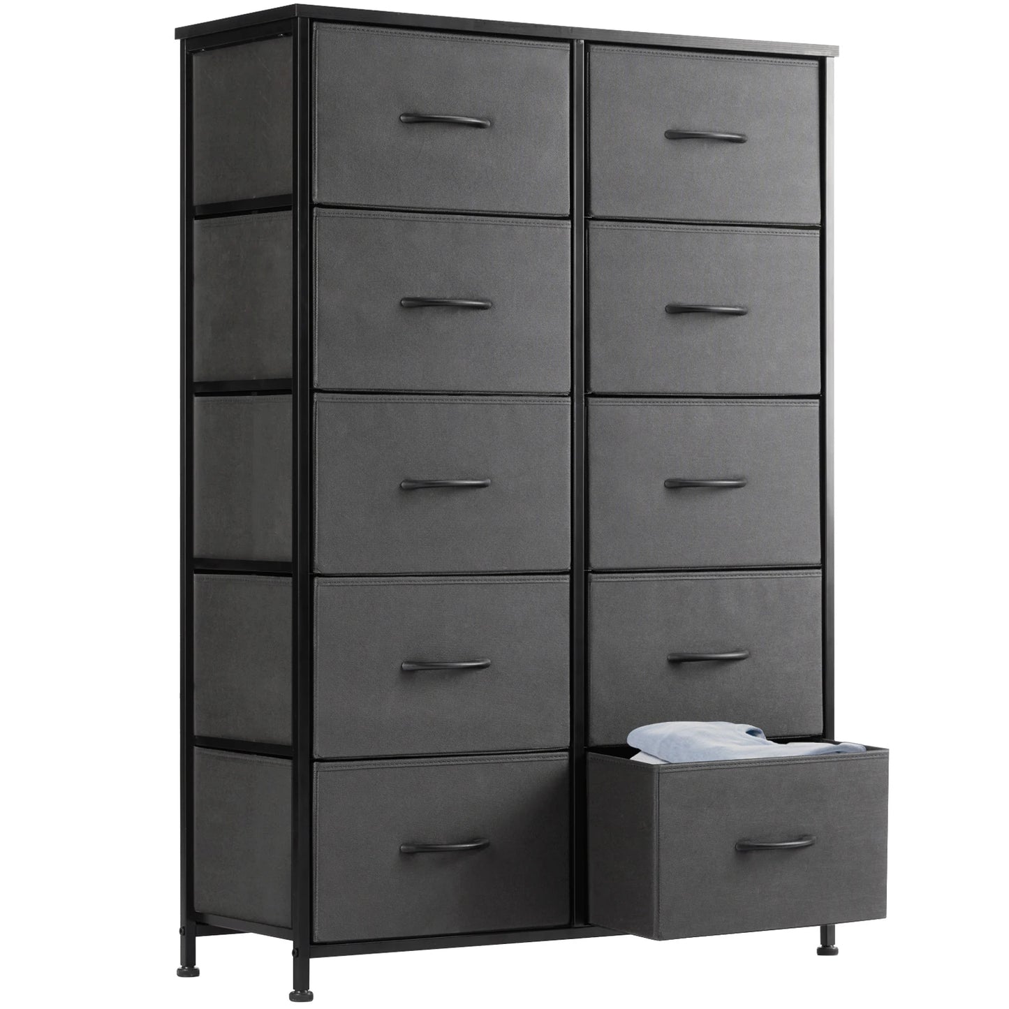 JHK Bedside Table With Steel Frame And Fabric Drawers