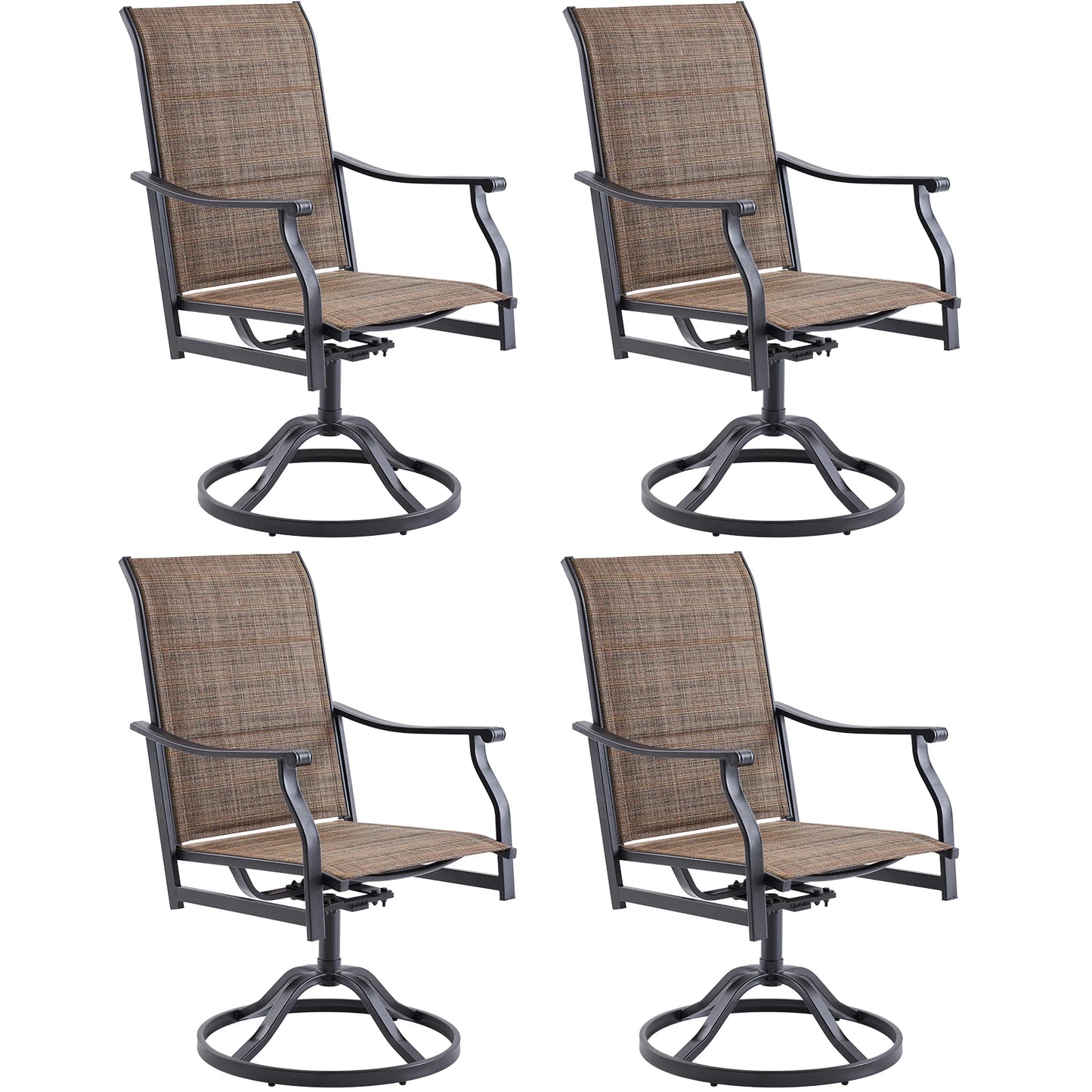 Farini 360° Swivel Outdoor Dining Chairs Set of 2, Patio Metal Paded Armchair with Textilene Fabric, All-Weather Resistant
