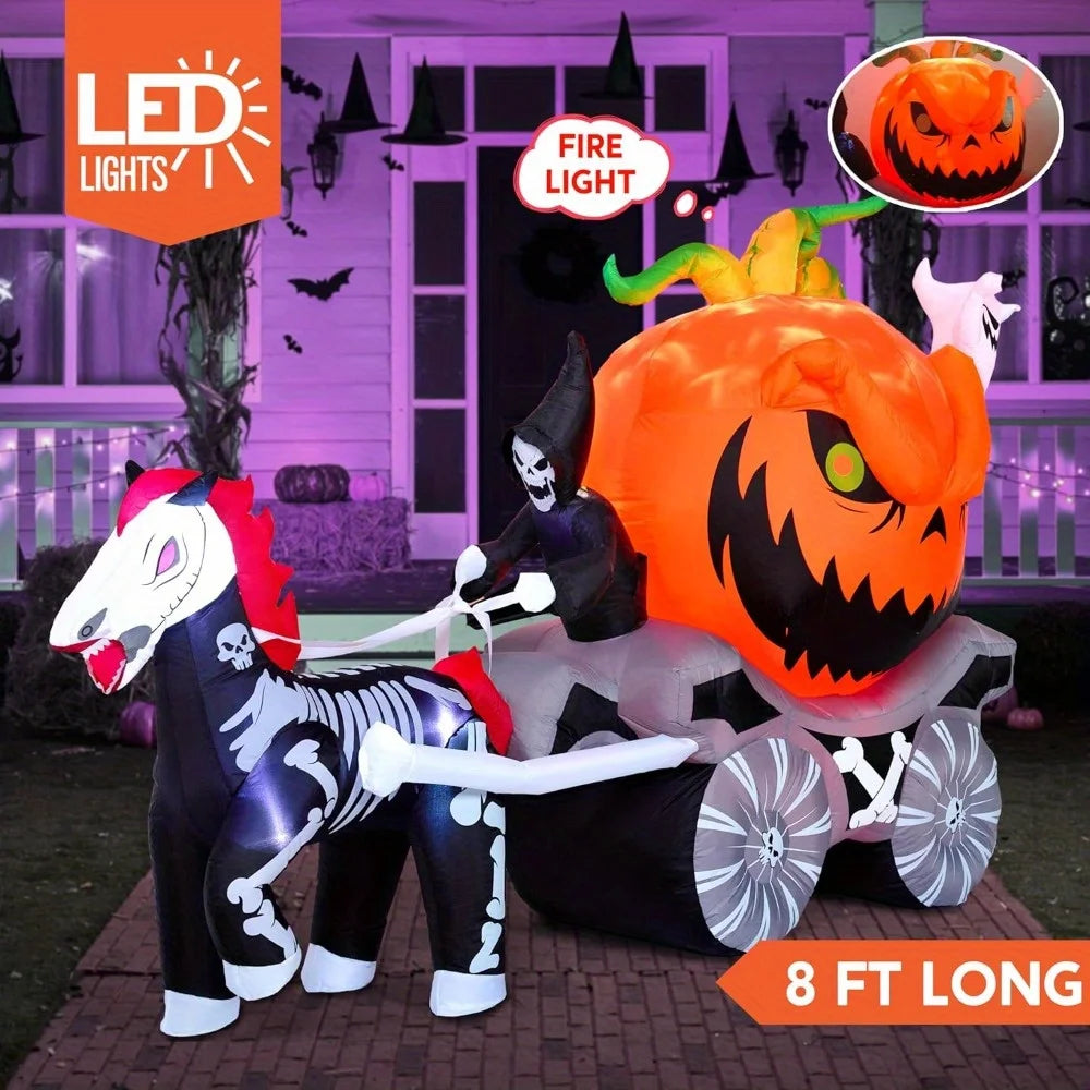 Joyfy Pumpkin Carriage Halloween Inflatable With LED Lights Decoration