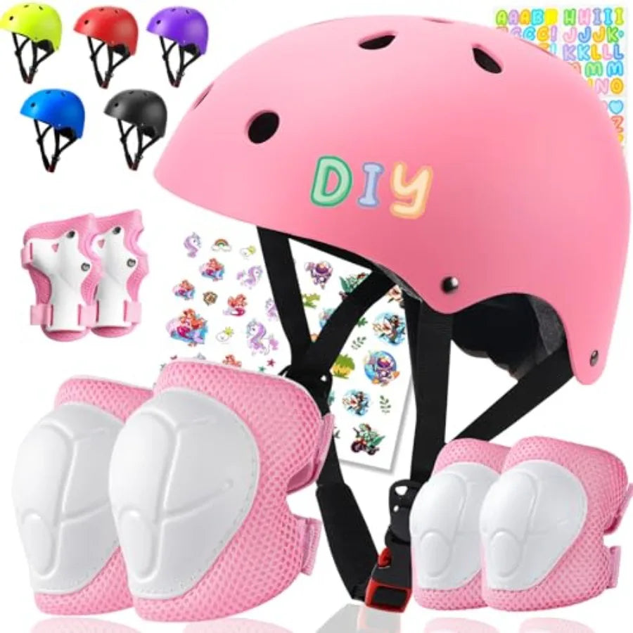 Bike Helmet And Protective Gear Set With Elbow Knee Pads