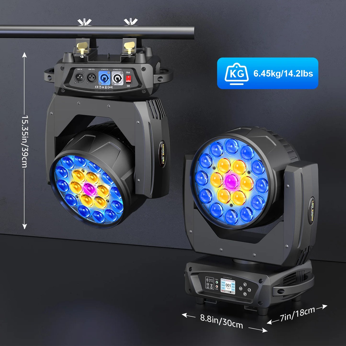 Rudderstar 4 Head RGBW Moving Head Stage Lights With Zoom Wash Effects