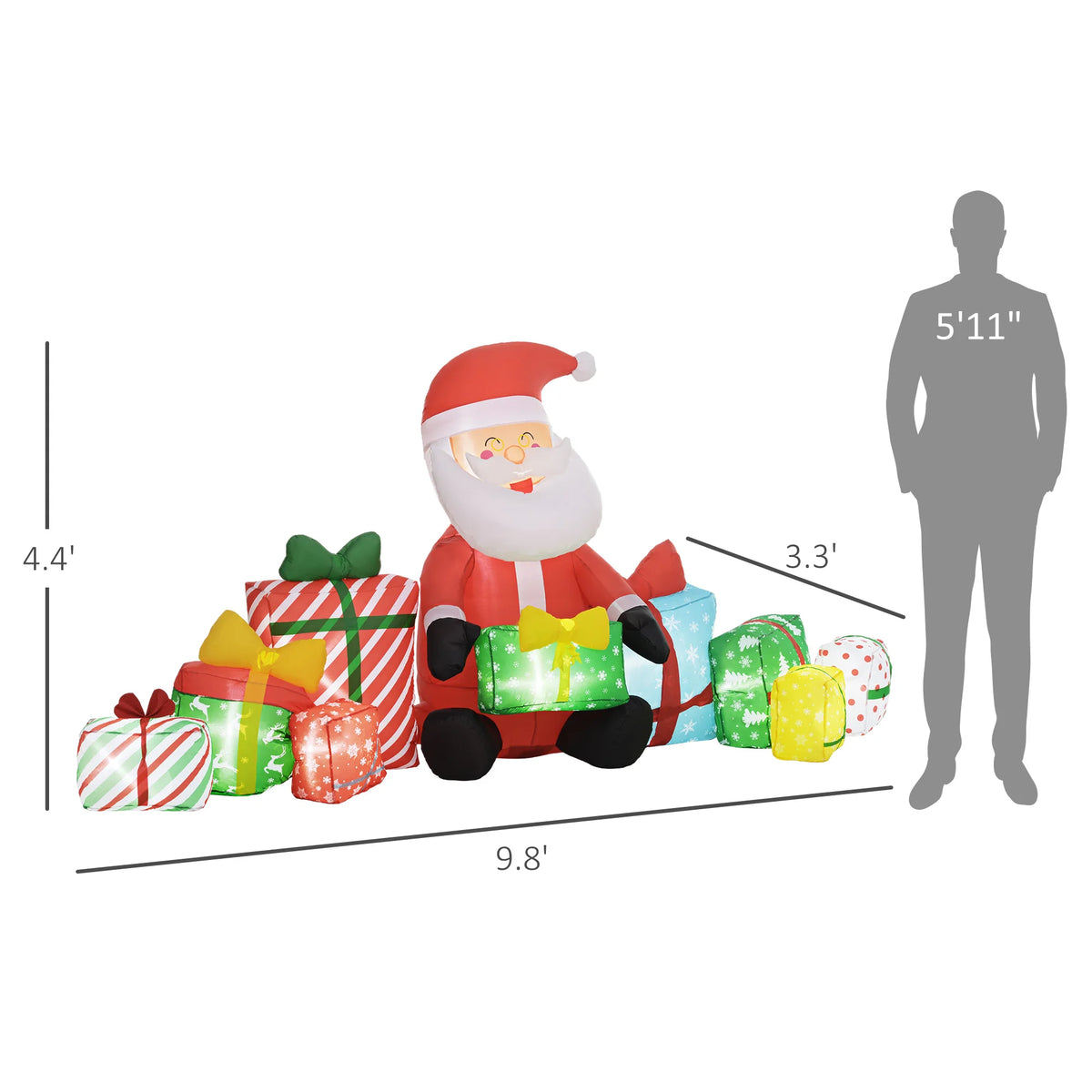 Outsunny Christmas Inflatable Santa Claus With White LED Lights